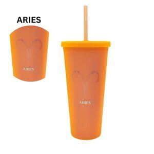 Orange Aries Zodiac Tumbler with Orange Straw NEW